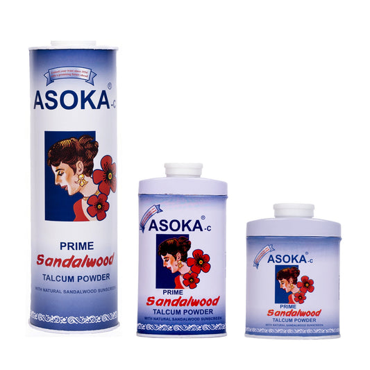 Asoka Talcum Trio - Prime: 300g, 70g and 35g Sandalwood Talcum