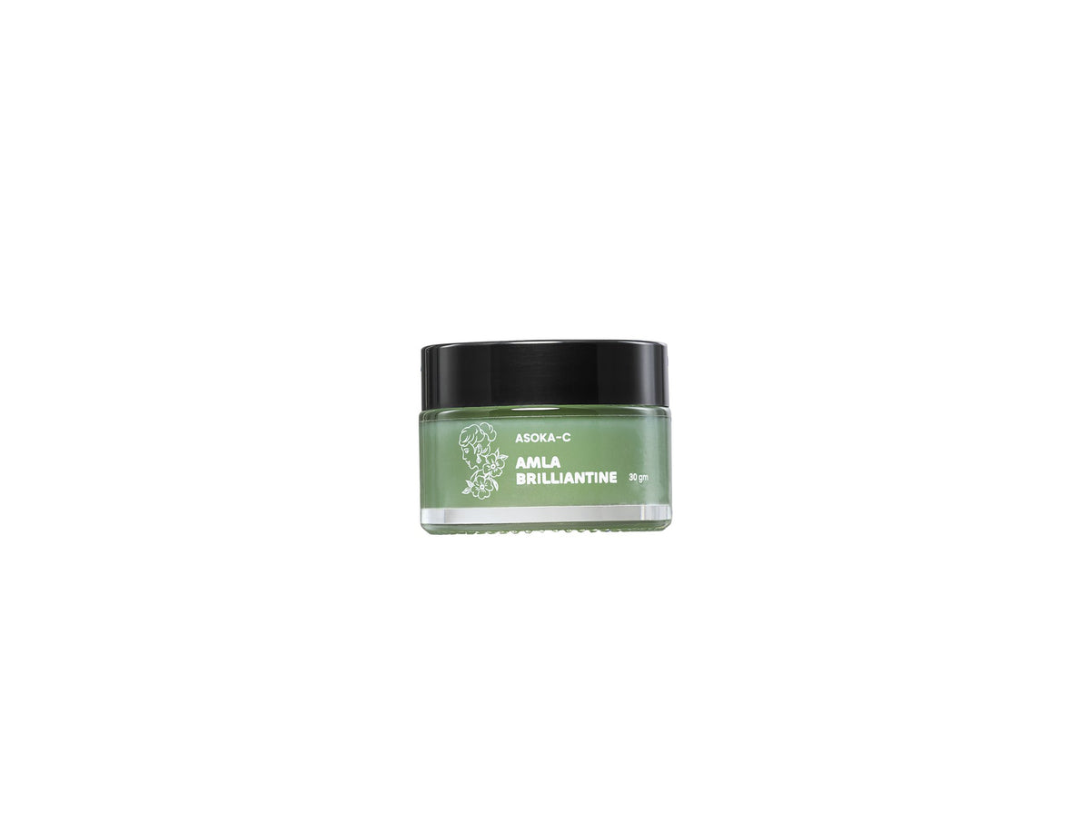 Asoka-C Amla Brilliantine 30 gm jar, front label showing the Asoka emblem